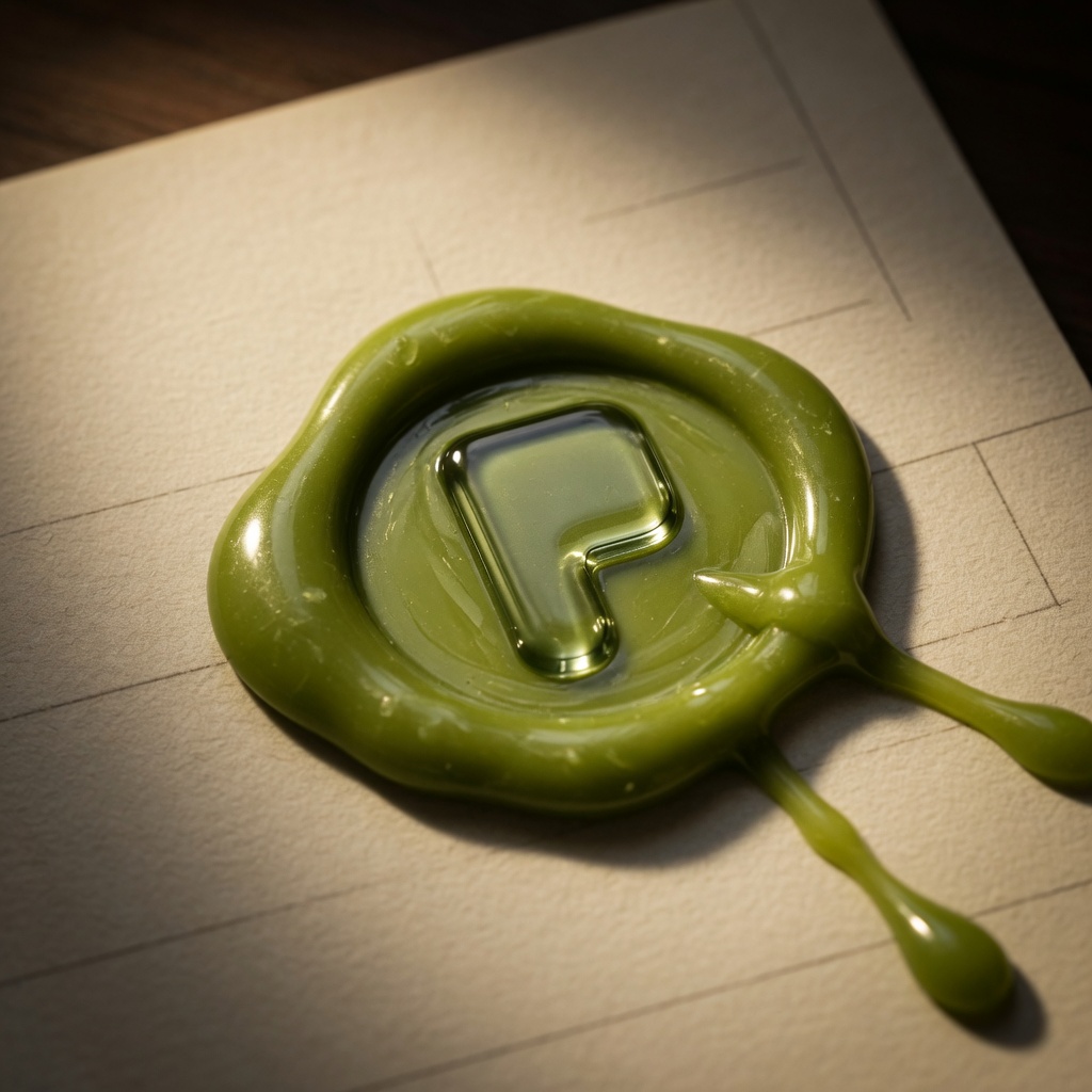 Wet lime wax seal with the chrome P pressed into paper.
